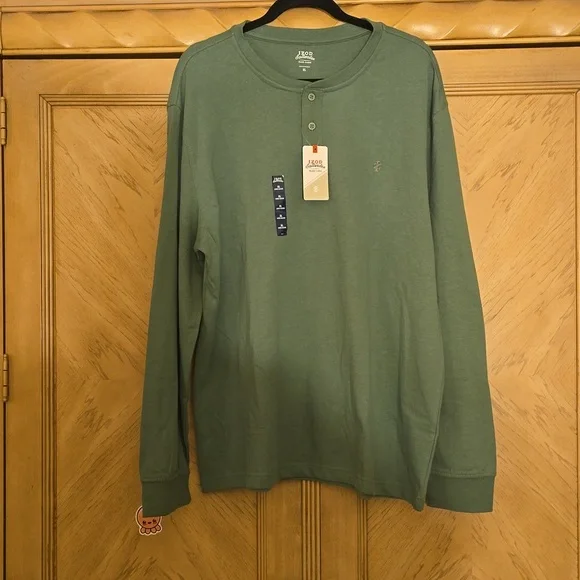 Izod Saltwater Green Long Sleeve Henley - Picture 2 of 7